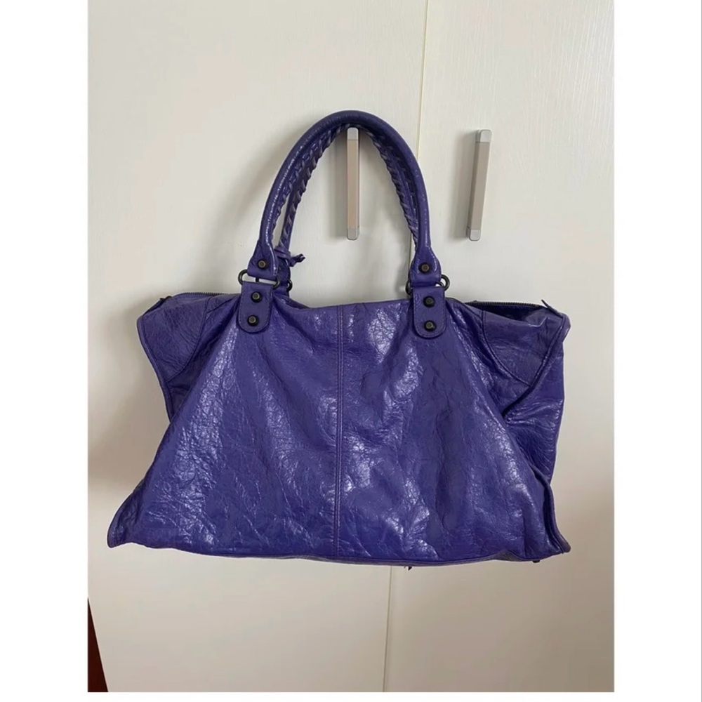 Balenciaga Purple Tote Bag with Glossy Finish